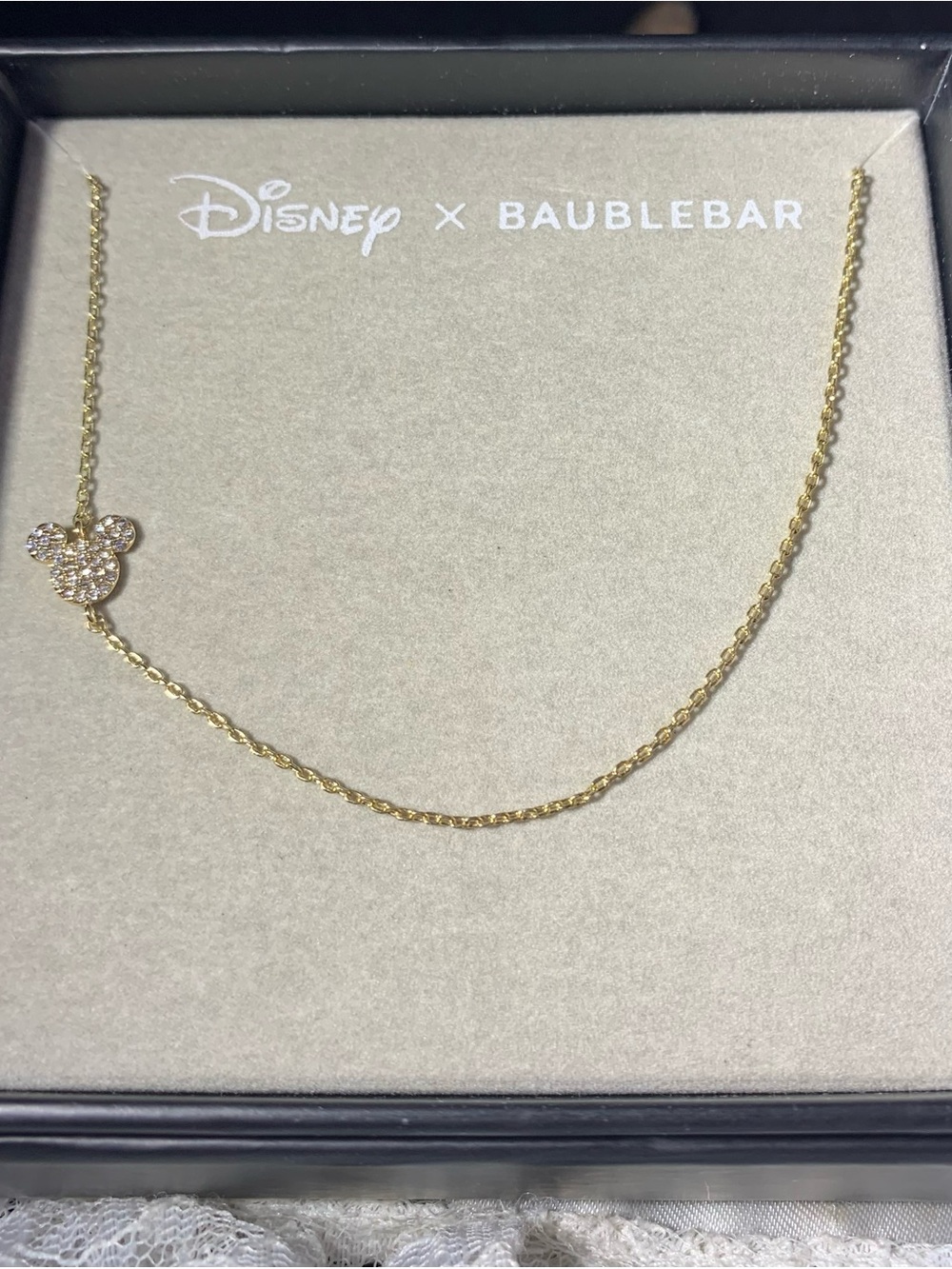 Disney x Baublebar asymmetrical Gold Pavé Mickey Necklace